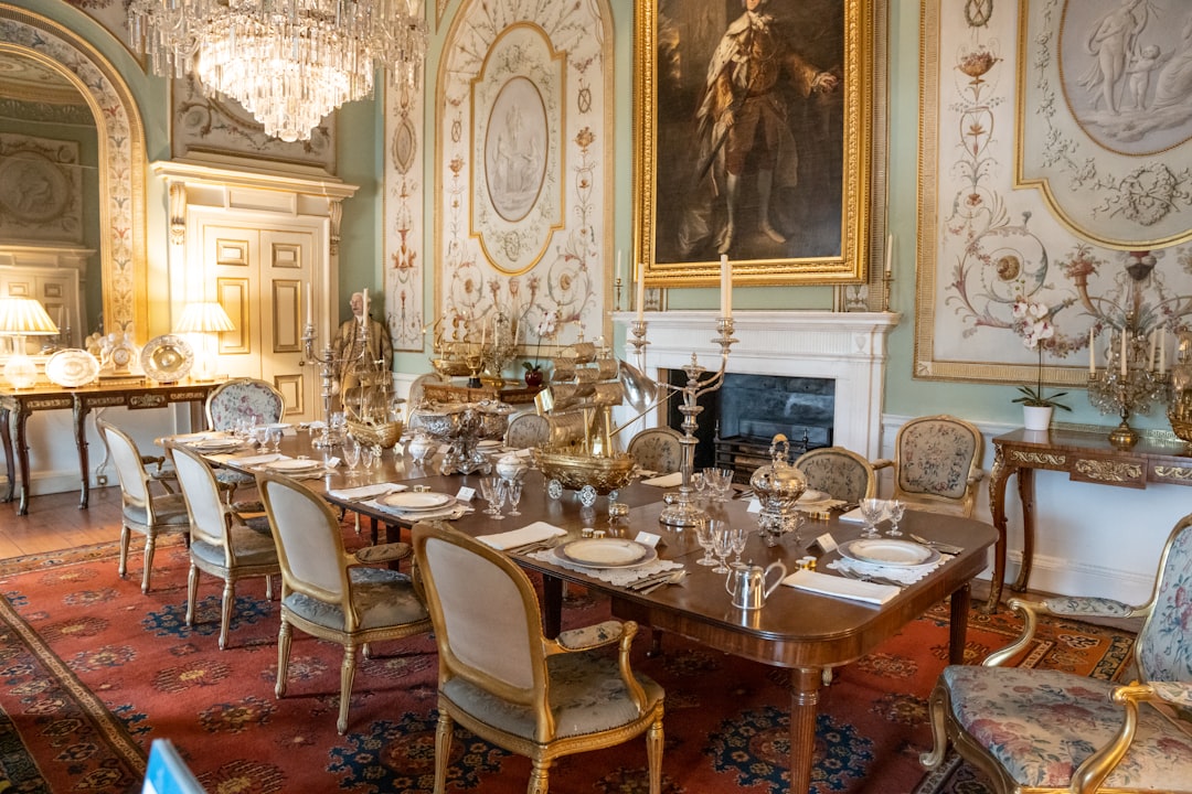 Elegant gastropub dining room with fireplace and chandelier - Peak District fine dining