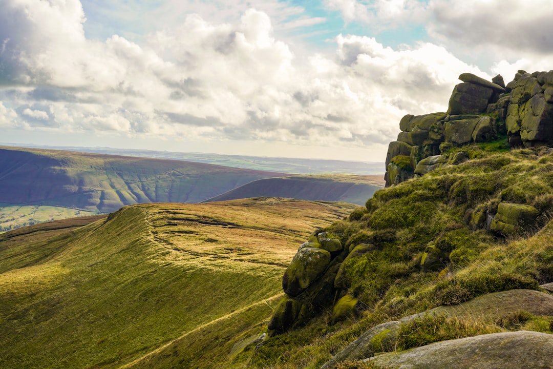 Rocky Peak District landscape autumn hiking trail near Matlock Derbyshire